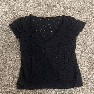 Black T shirt for women 
Twenty Black Textured Short Sleeve Top women size XS